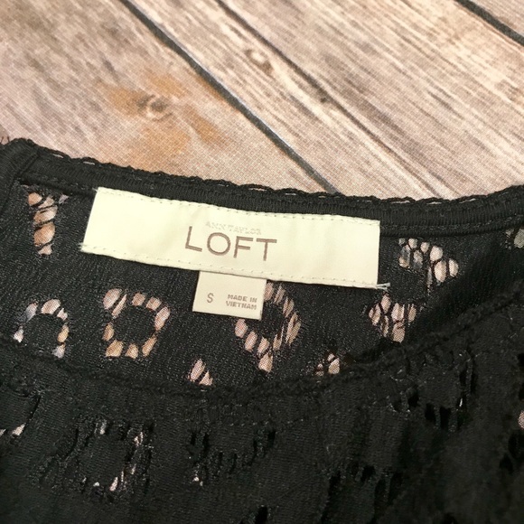 LOFT black pullover lace shirt. EUC - Picture 4 of 5